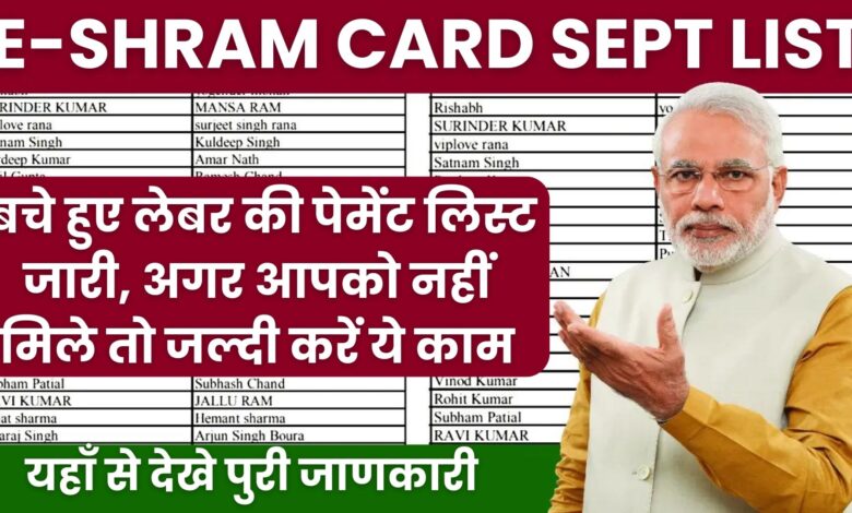 E-Shram Card Sept List